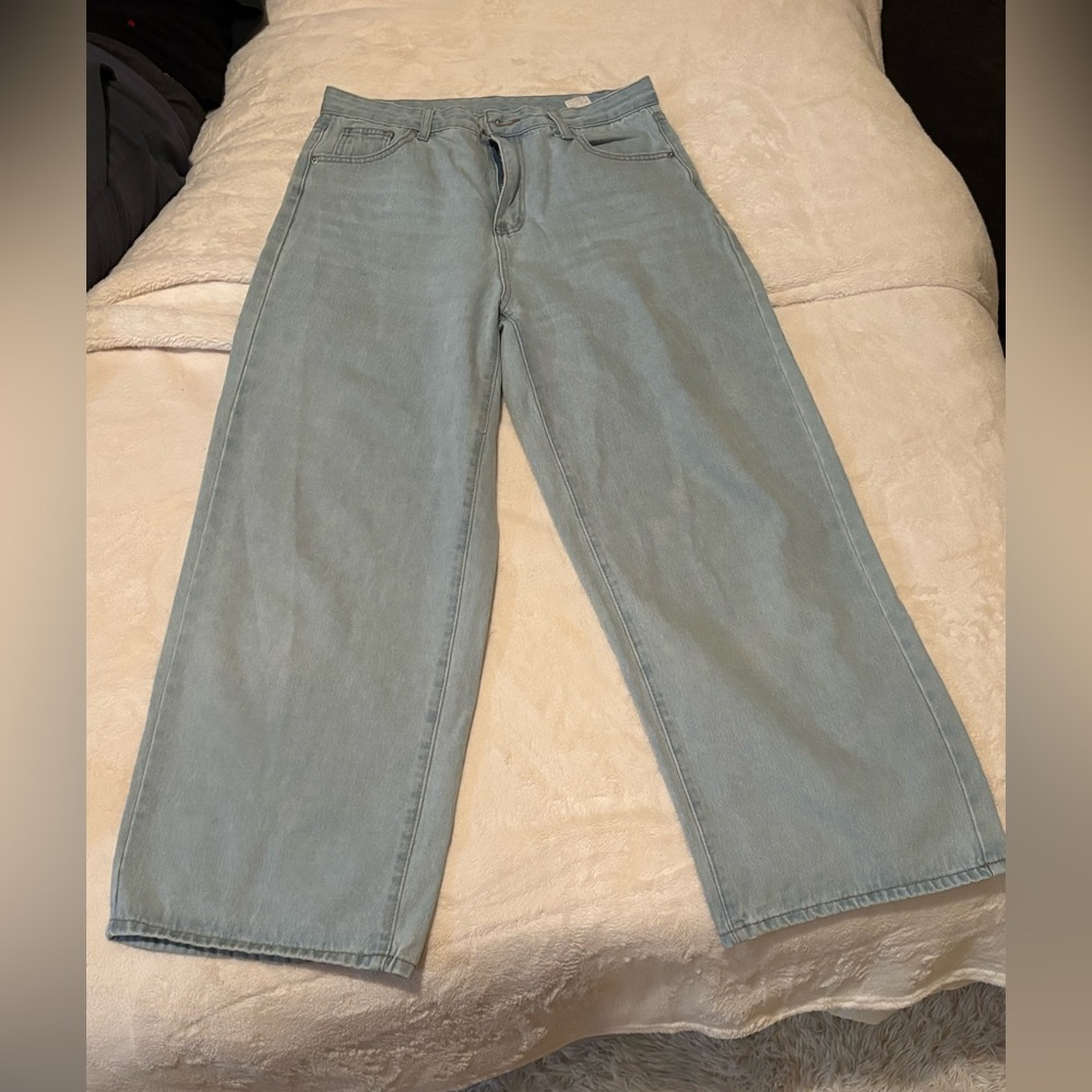 Light Blue Wide-Leg Jeans Shein